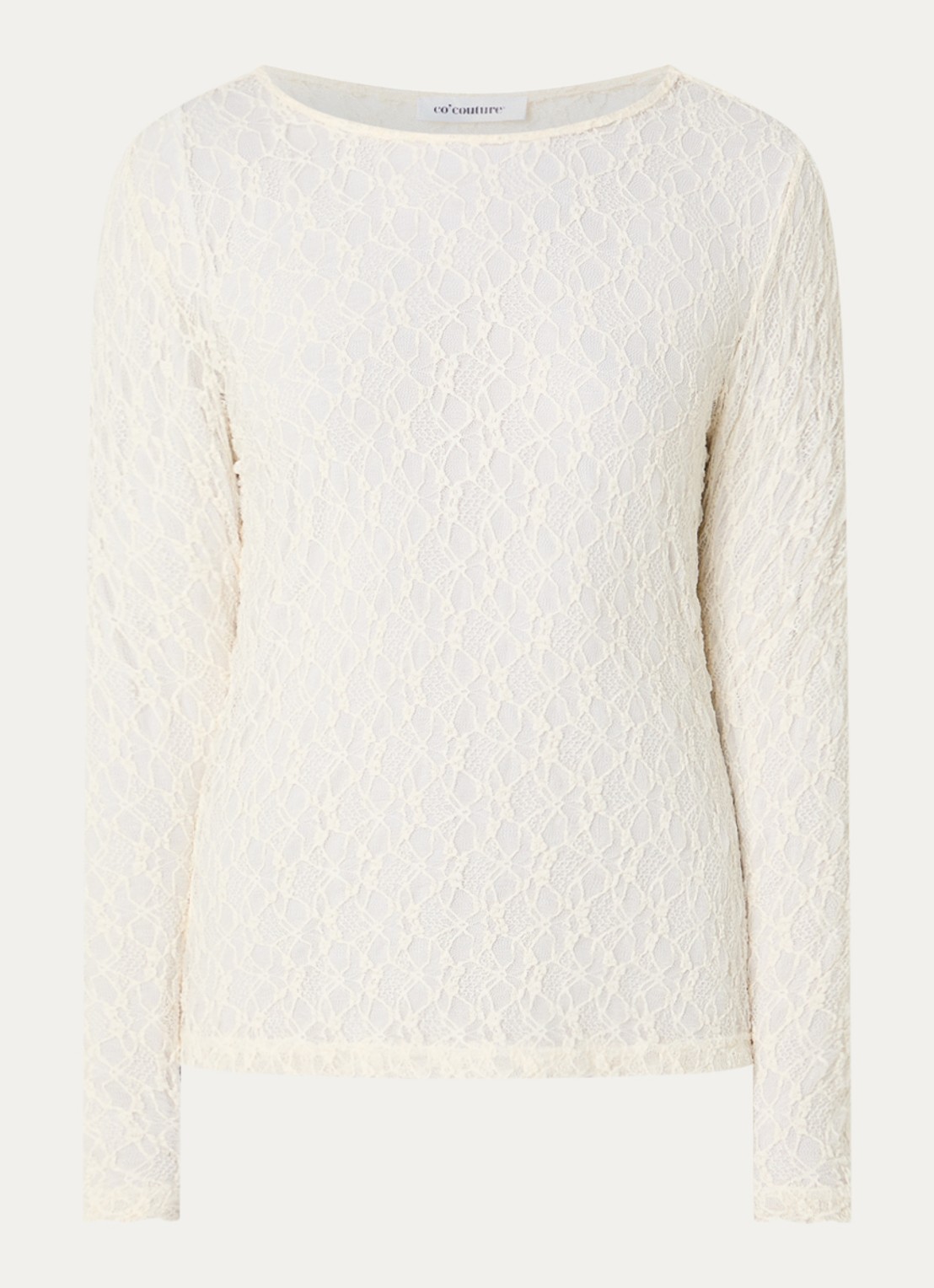 Co'Couture barnacc top van kant met stretch - voorkant gebroken wit