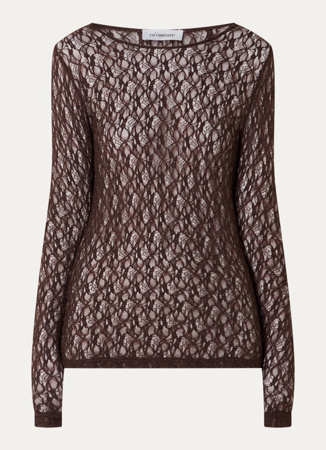 Co'Couture barnacc top van kant met stretch - voorkant donkerbruin