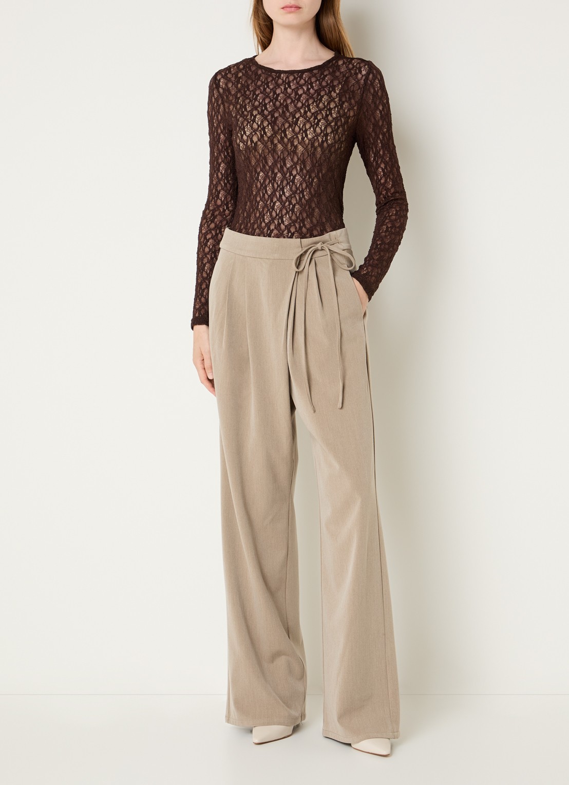 Co'Couture barnacc top van kant met stretch - voorkant 2 donkerbruin