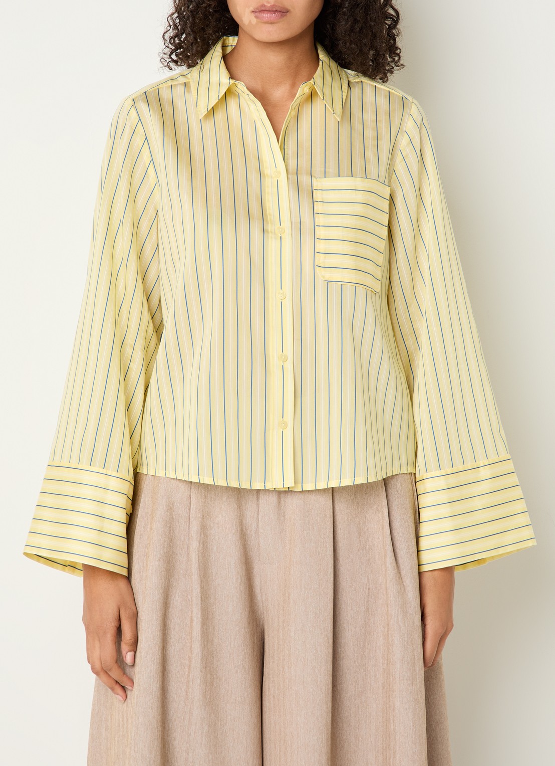 Co'Couture Blaine blouse met streepprint - detail 2 lichtgeel