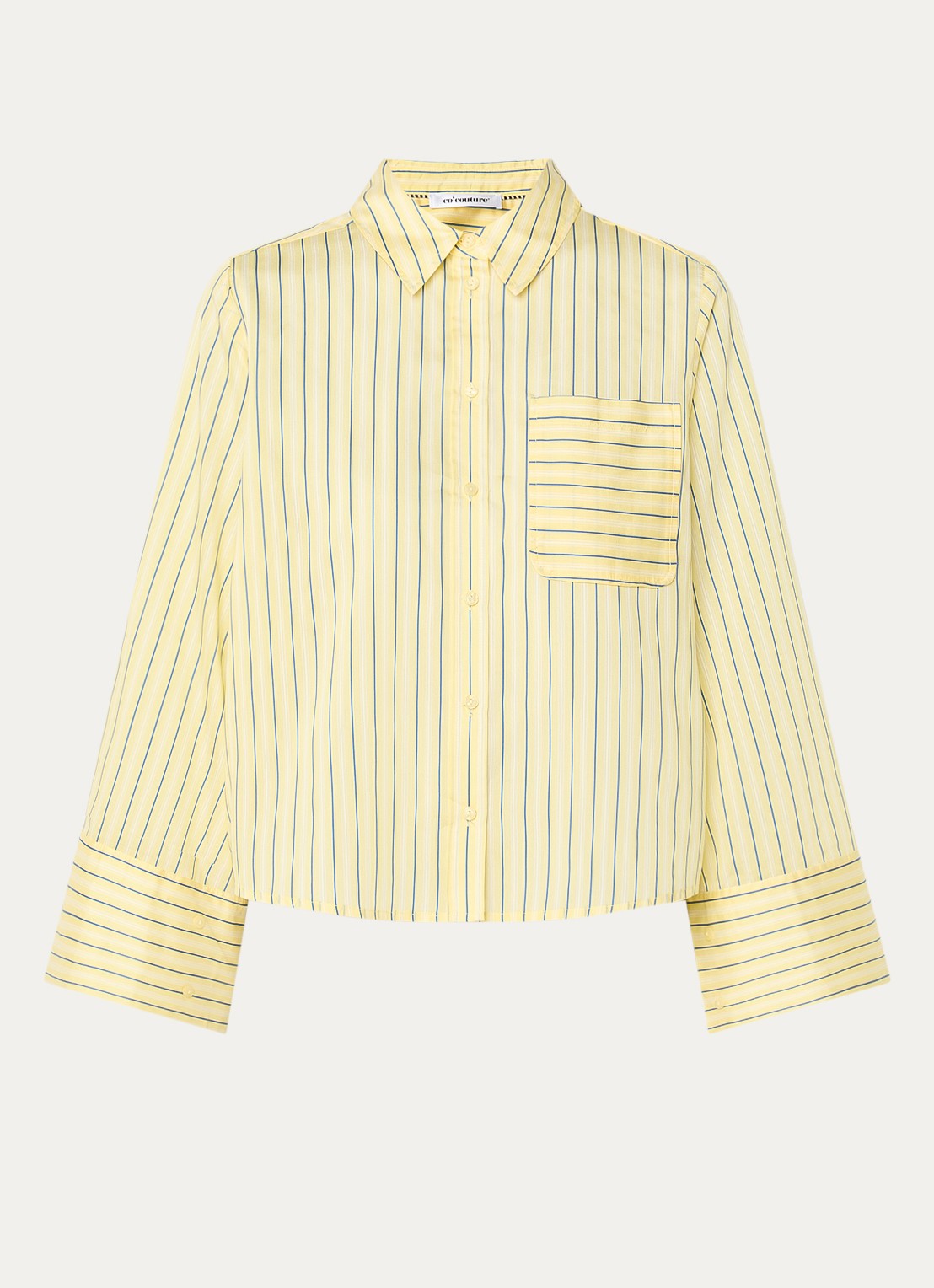 Co'Couture Blaine blouse met streepprint - voorkant 3 lichtgeel