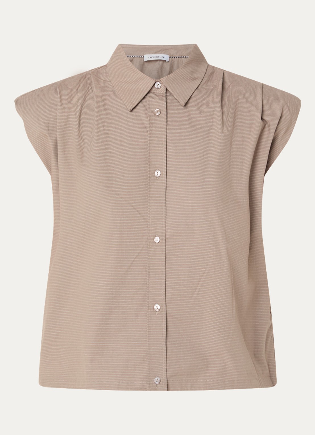 Co'Couture Blouse met streepprint - voorkant khaki