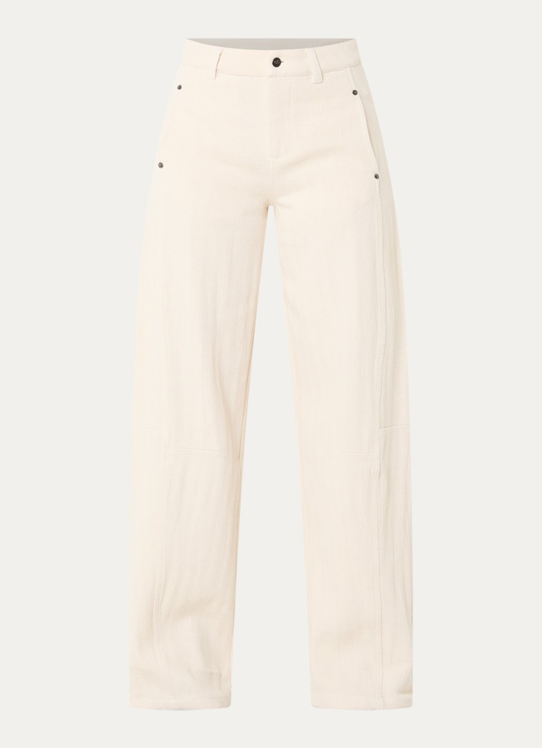 Co'Couture CalinCC high waist loose fit broek met structuur - voorkant 2 creme
