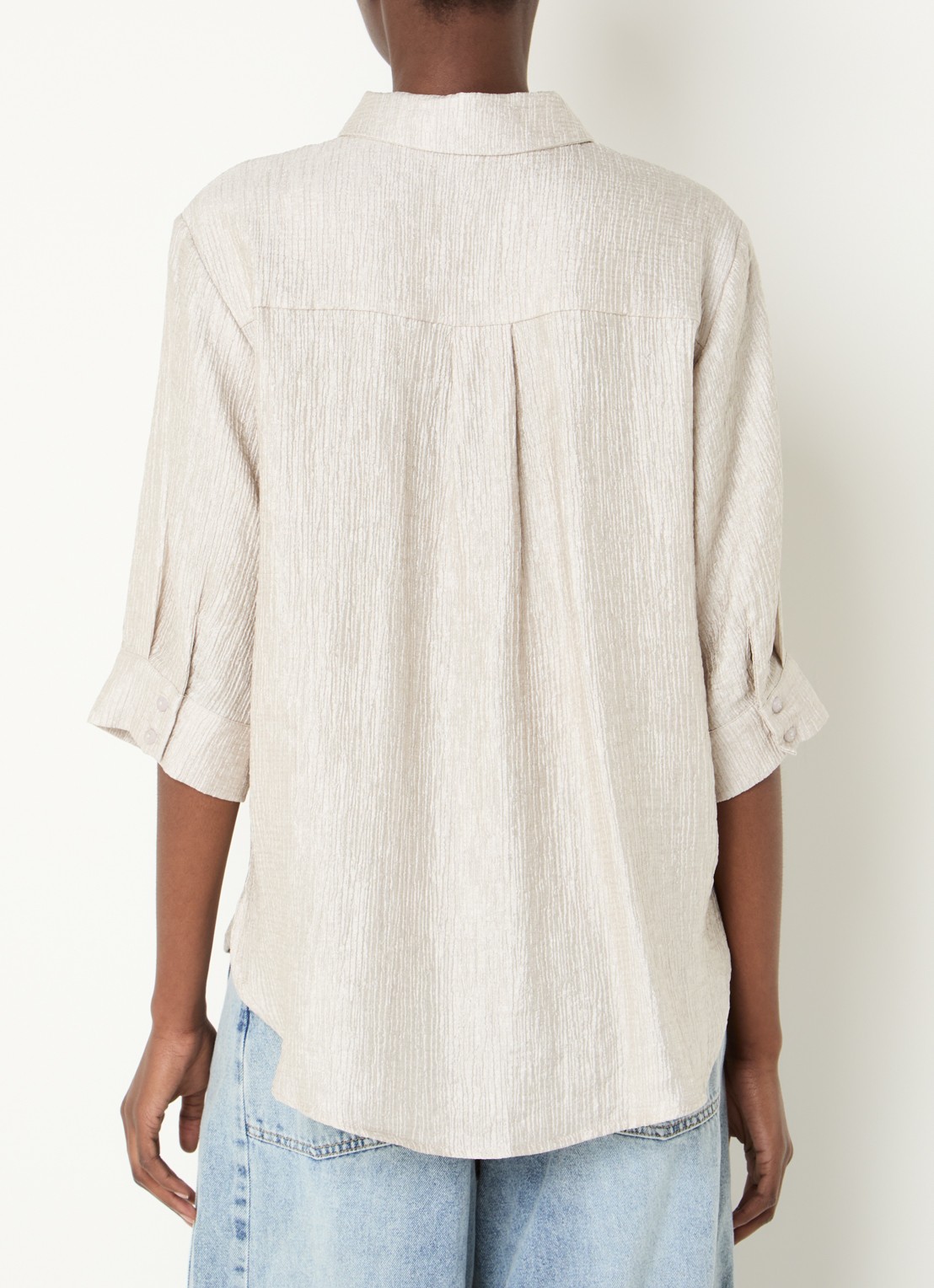 Co'Couture CherCC blouse met lurex en structuur - achterkant zilver