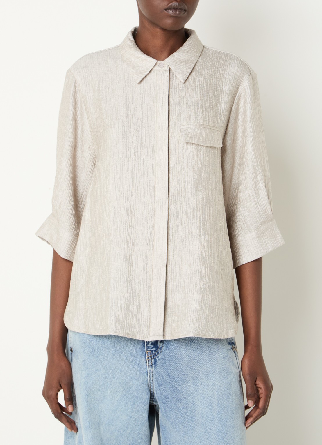 Co'Couture CherCC blouse met lurex en structuur - detail 2 zilver