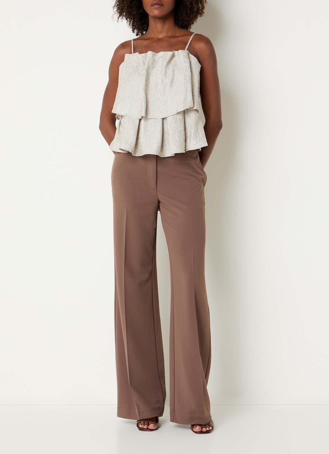 Co'Couture Chercc top met metallic finish - voorkant 2 zilver