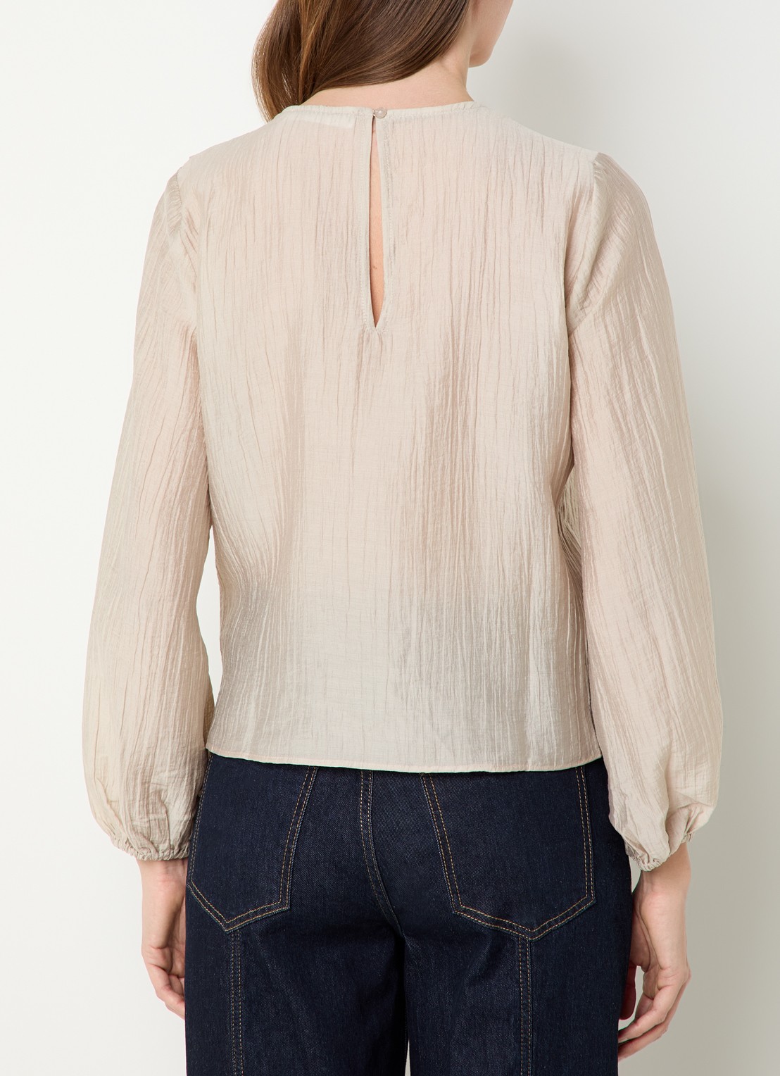 Co'Couture Conny tuniek met overslag en structuur - achterkant beige