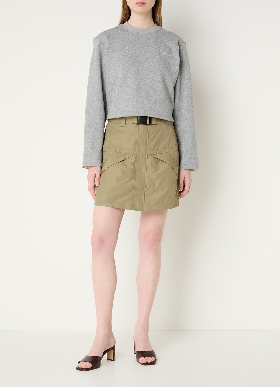 Co'Couture Daniella sweatshirt met logo - voorkant 2 grijsmele