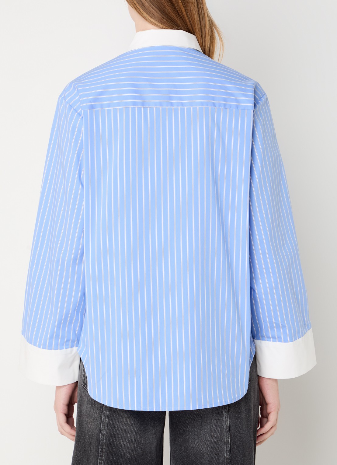 Co'Couture Danny blouse met streepprint - achterkant 3 blauw