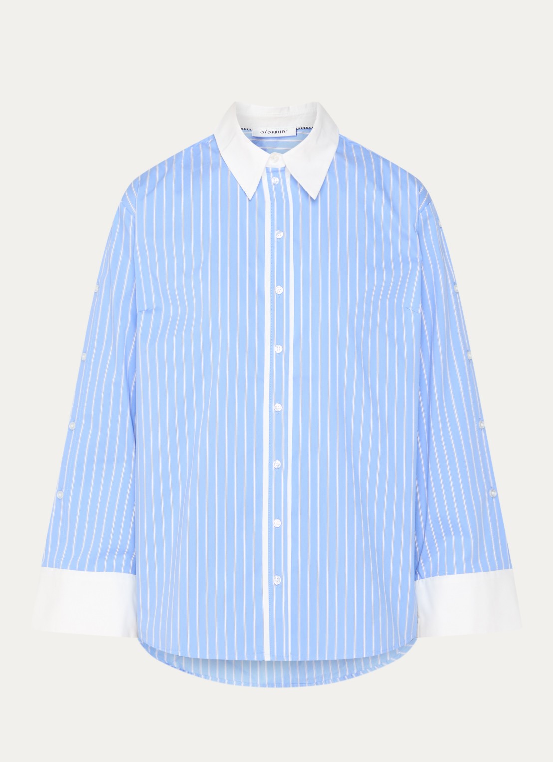 Co'Couture Danny blouse met streepprint - voorkant blauw
