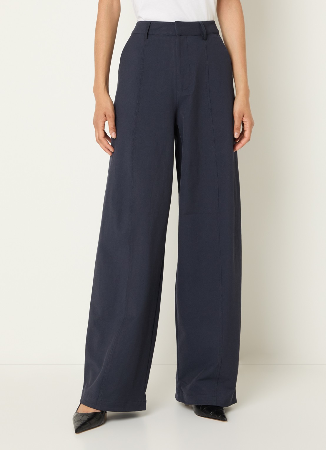 Co'Couture Demi high waist wide fit pantalon met steekzakken - detail blauw