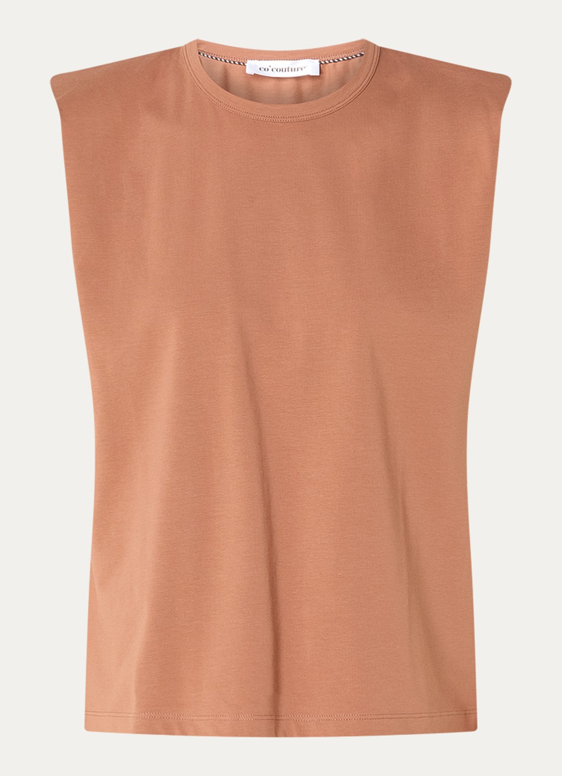 Co'Couture Eddie mouwloze top met schoudervulling - voorkant bruin