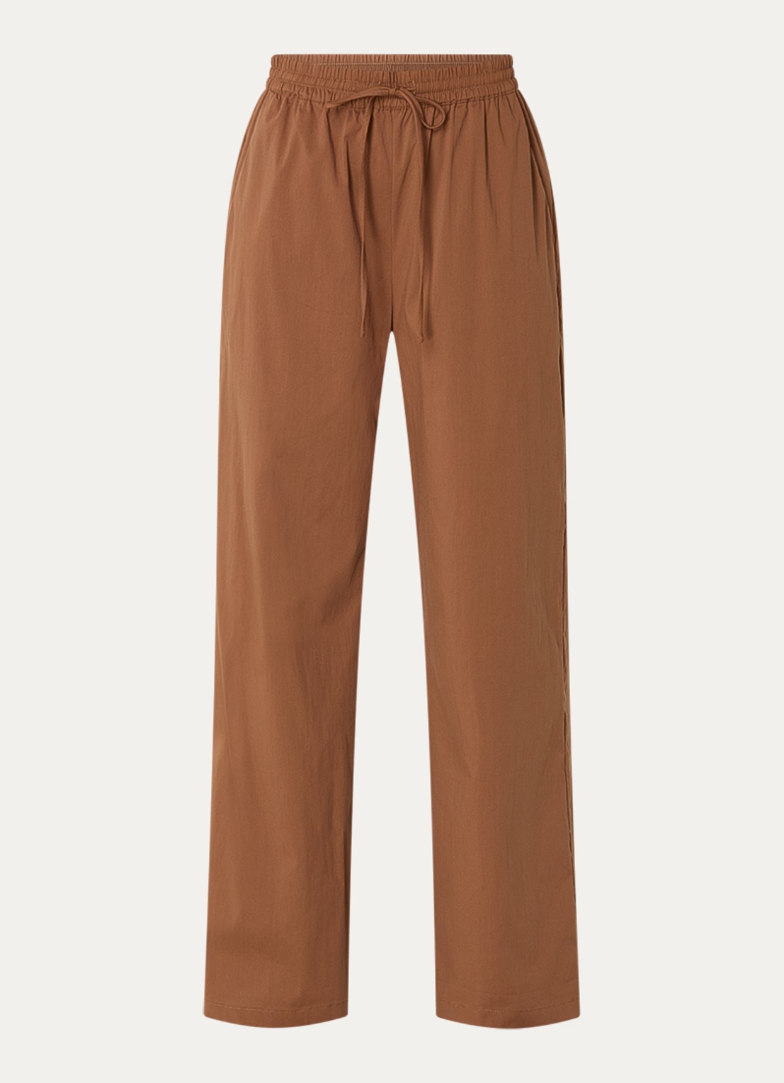 Co'Couture Elara high waist straight fit broek met steekzakken - voorkant cognac