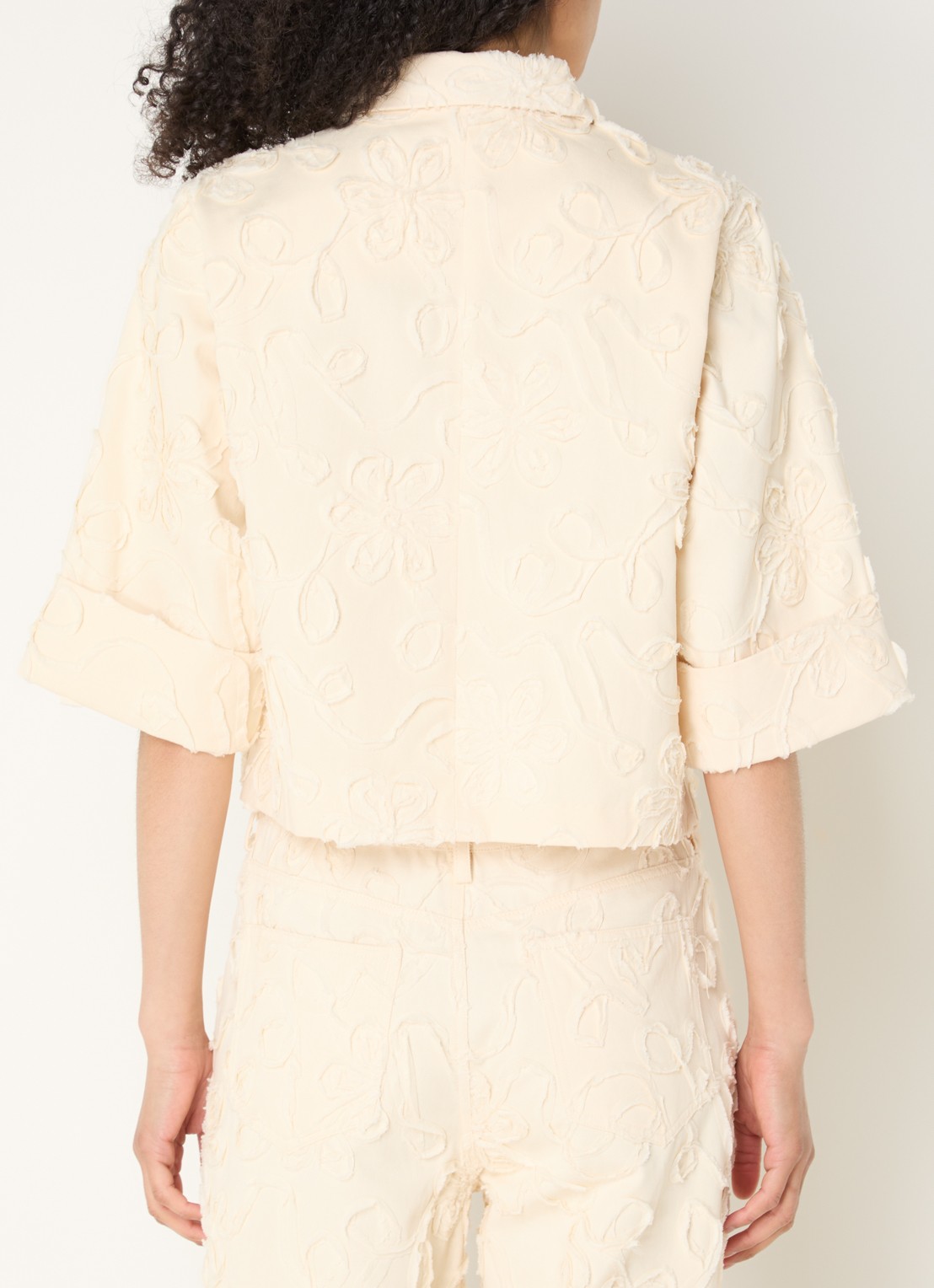 Co'Couture Elton cropped blazer met steekzakken - achterkant 4 ivoor