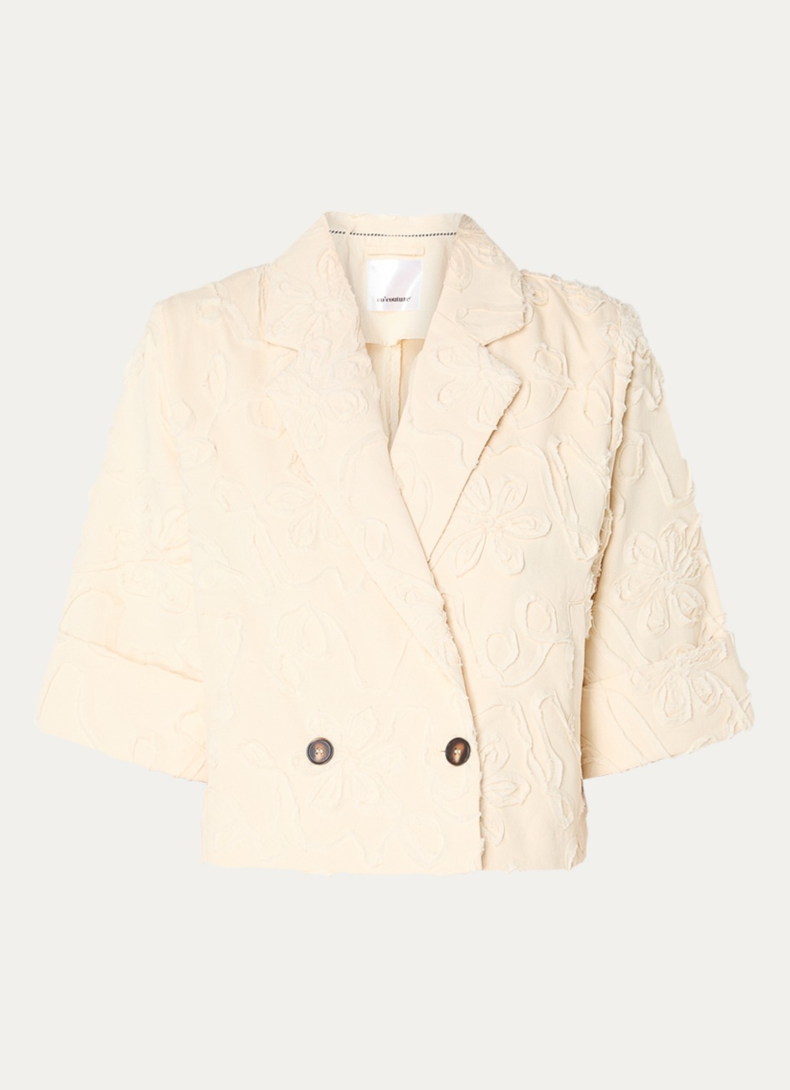 Co'Couture Elton cropped blazer met steekzakken - voorkant 2 ivoor
