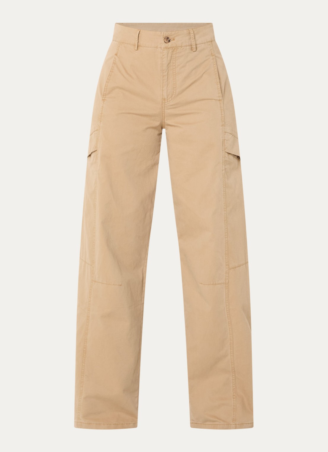 Co'Couture EvelynCC high waist balloon fit cargobroek met klepzakken - voorkant 3 zand