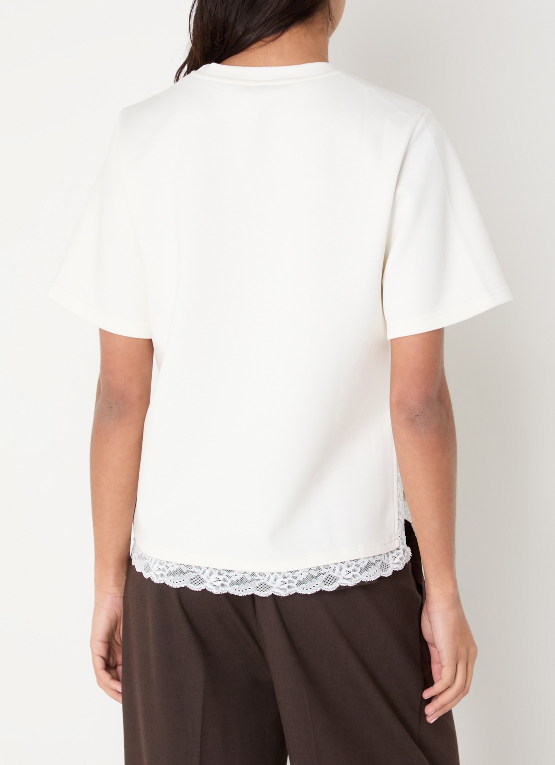 Co'Couture Evi T-shirt met details van kant - achterkant 3 wit