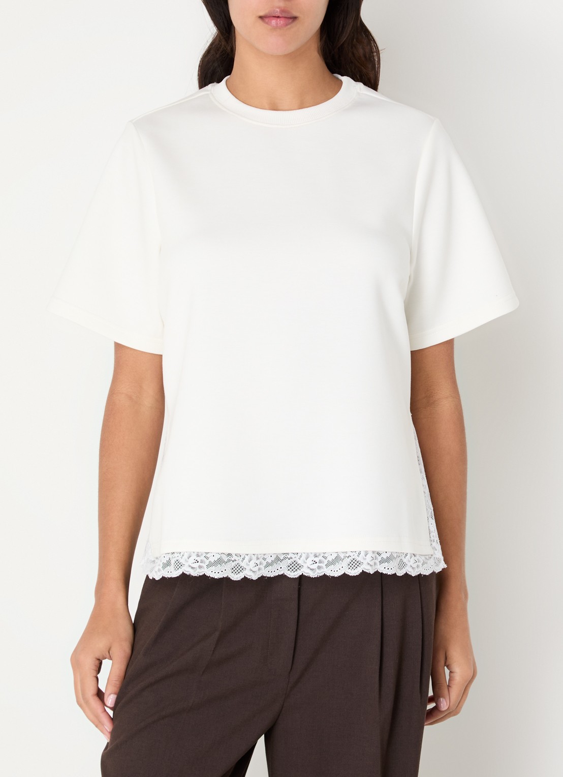 Co'Couture Evi T-shirt met details van kant - detail 4 wit