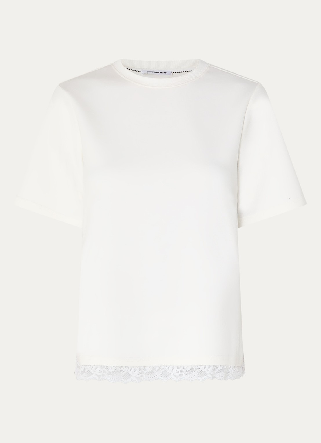 Co'Couture Evi T-shirt met details van kant - voorkant wit