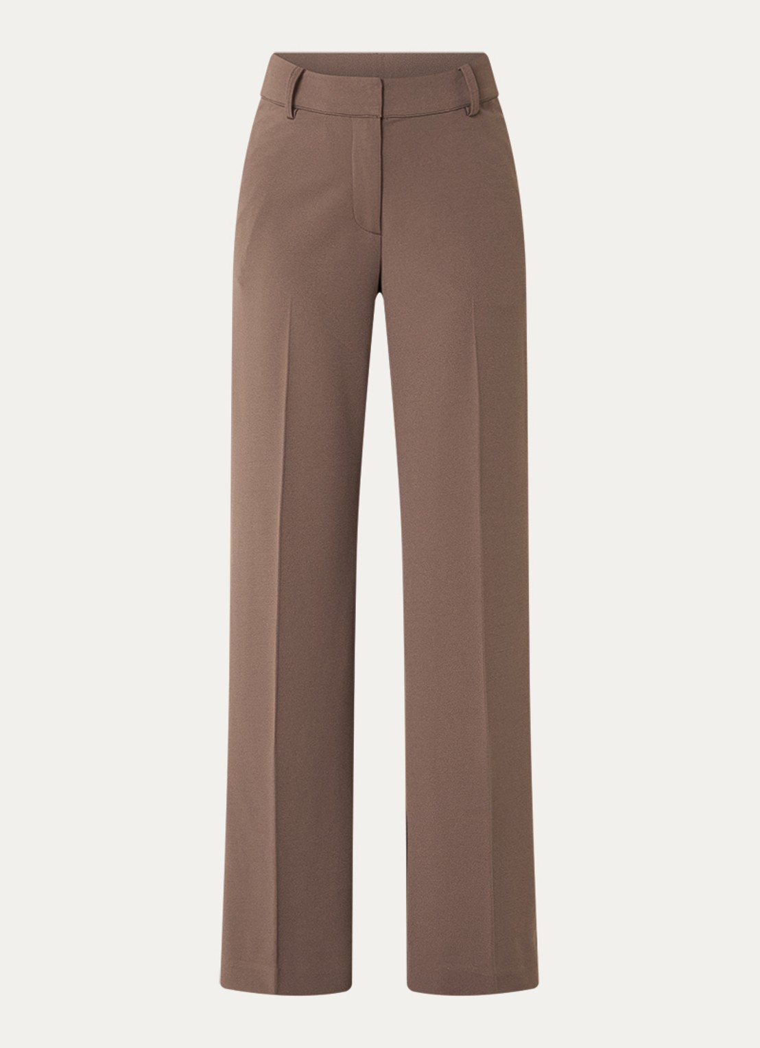 Co'Couture Falcon mid waist flared fit pantalon met steekzakken - voorkant 3 lichtbruin
