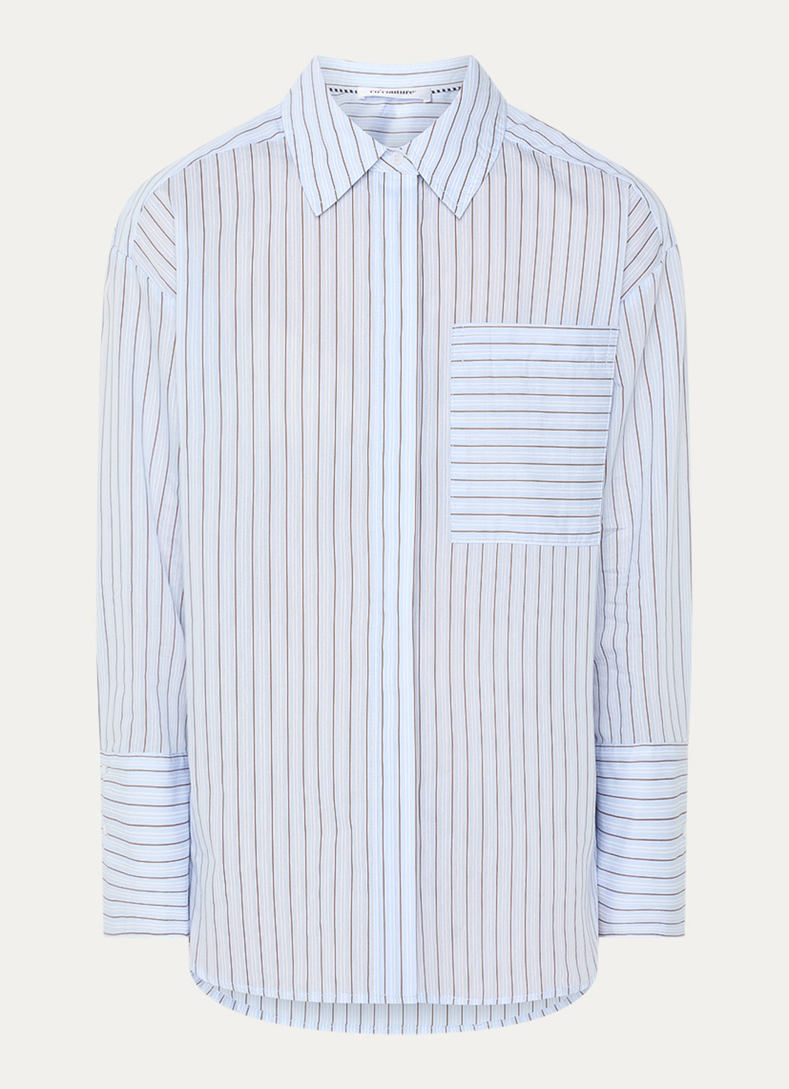 Co'Couture Feline blouse met streepprint - voorkant lichtblauw