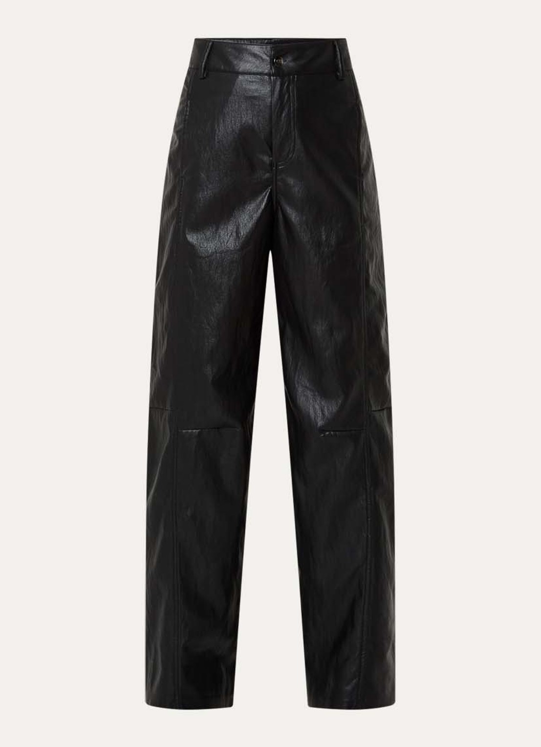 Co'Couture Gitt high waist wide fit broek van imitatieleer - voorkant 3 zwart