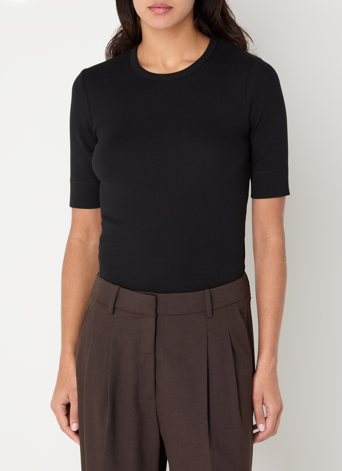 Co'Couture Granny ribgebreide top  - detail zwart