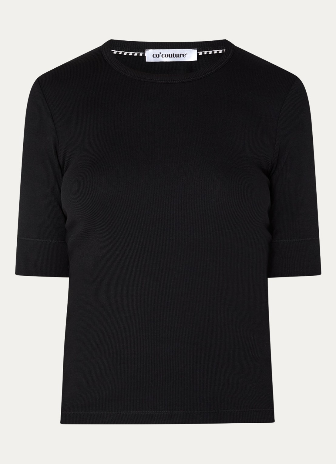 Co'Couture Granny ribgebreide top  - voorkant 2 zwart