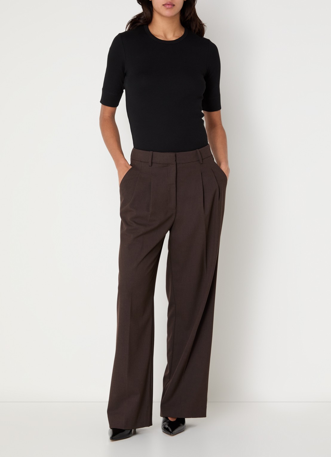 Co'Couture Granny ribgebreide top  - voorkant 3 zwart