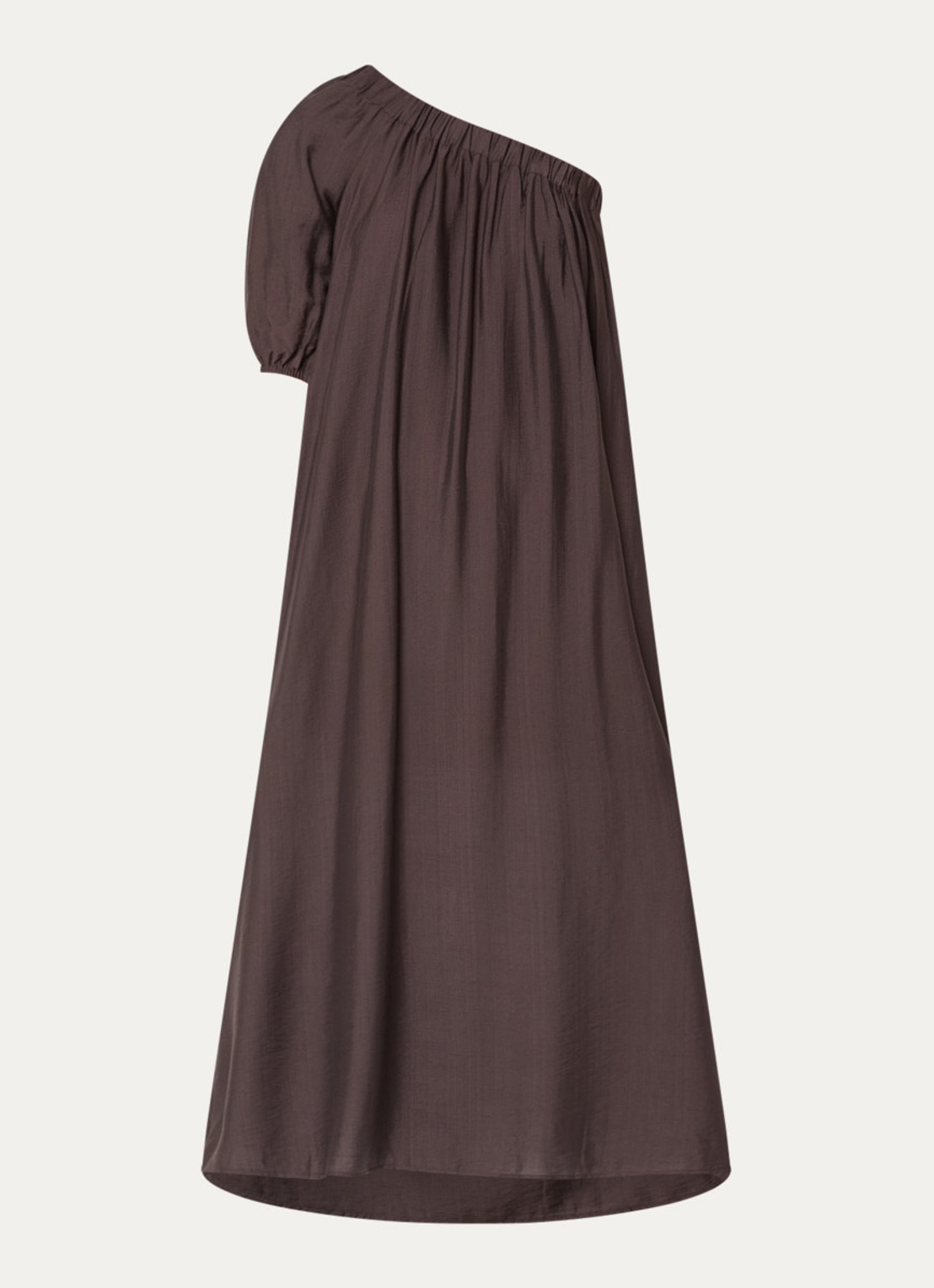 Co'Couture HeraCC one shoulder maxi jurk - voorkant 3 donkerbruin