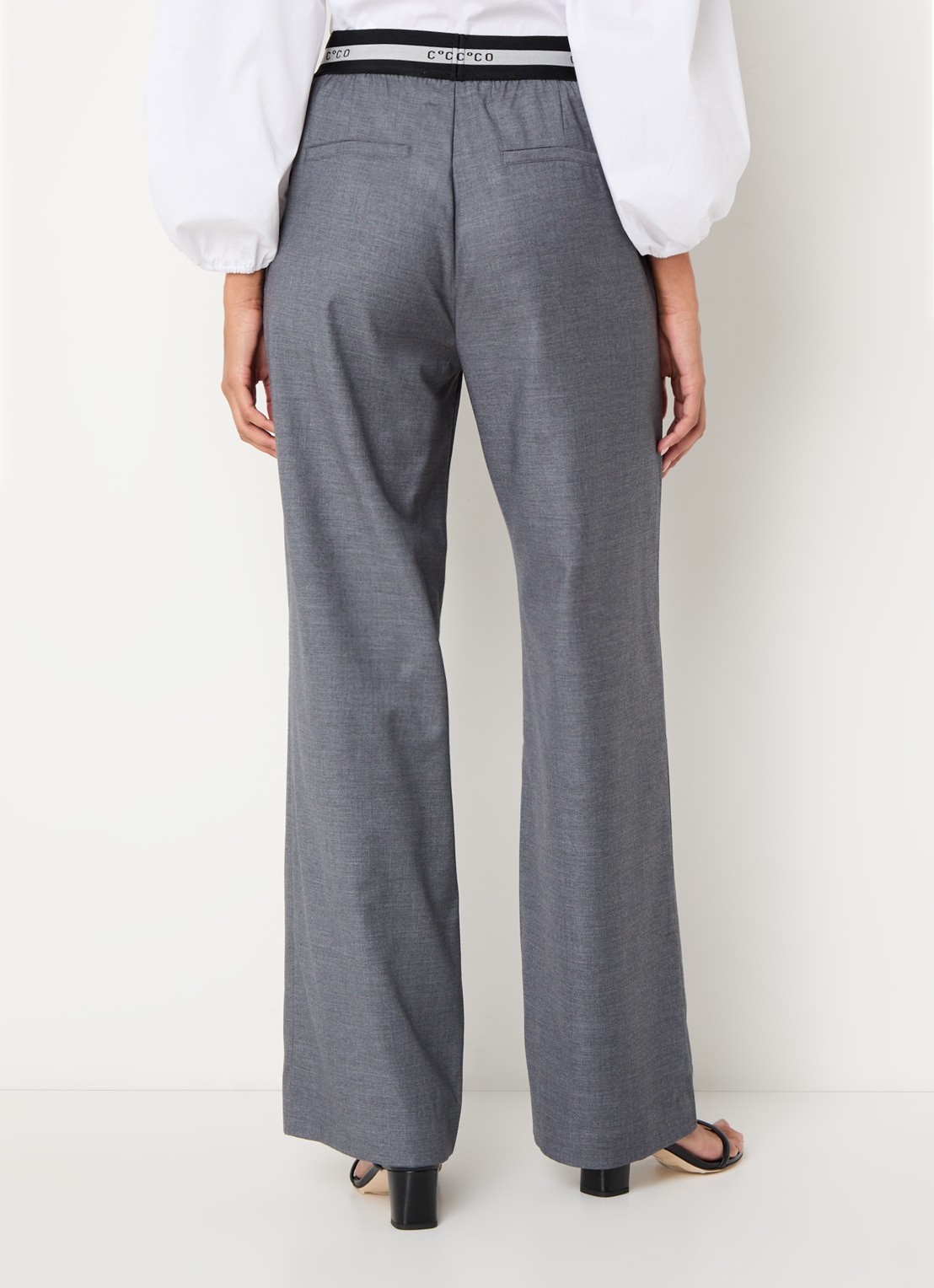 Co'Couture High waist loose fit pantalon met steekzakken - achterkant 4 grijs