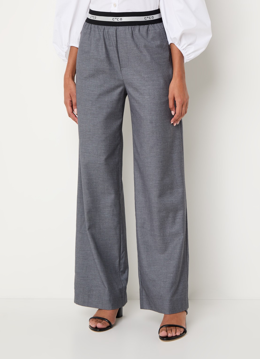 Co'Couture High waist loose fit pantalon met steekzakken - detail 3 grijs
