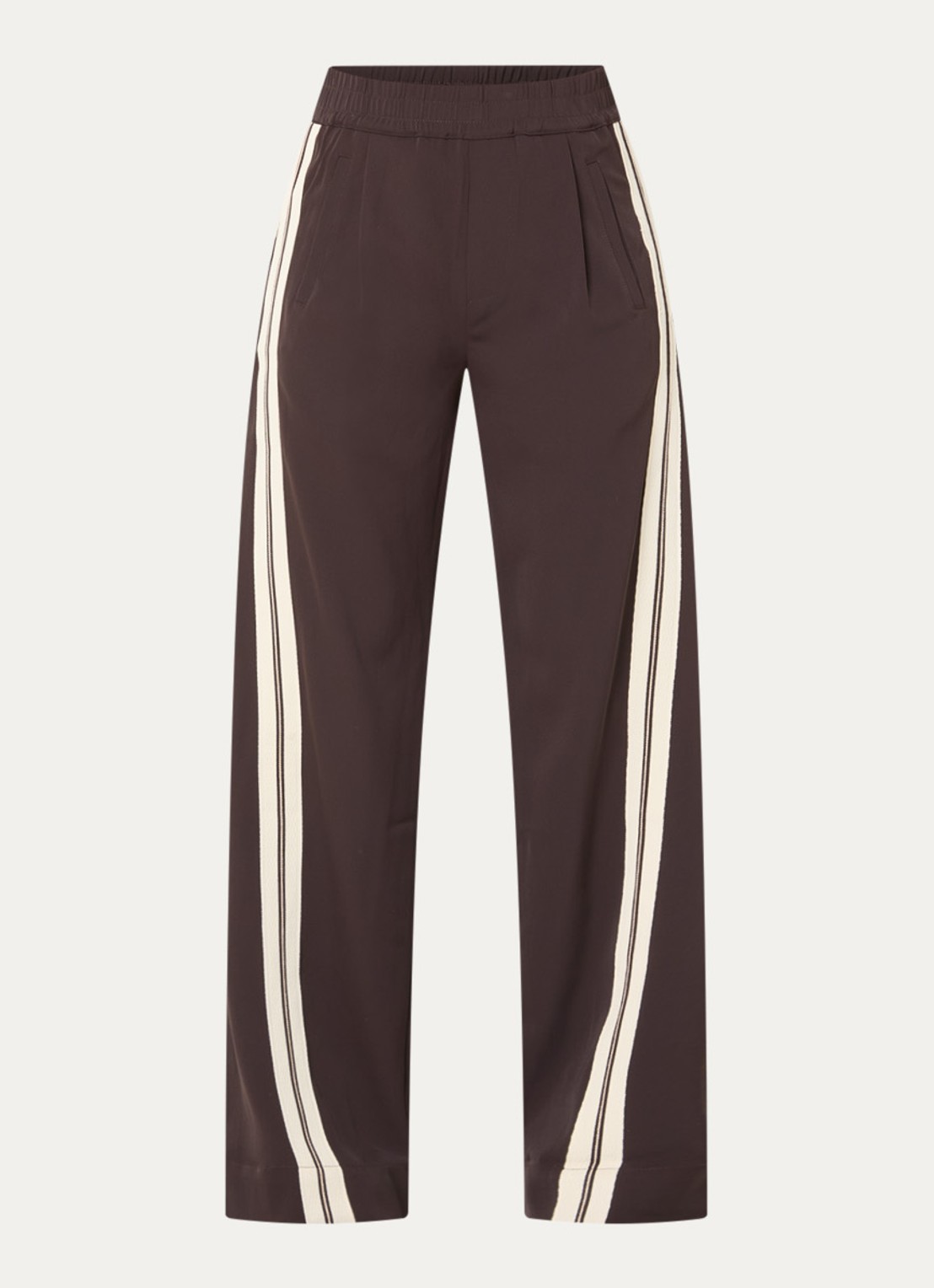 Co'Couture High waist straight fit pantalon met steekzakken - voorkant donkerbruin