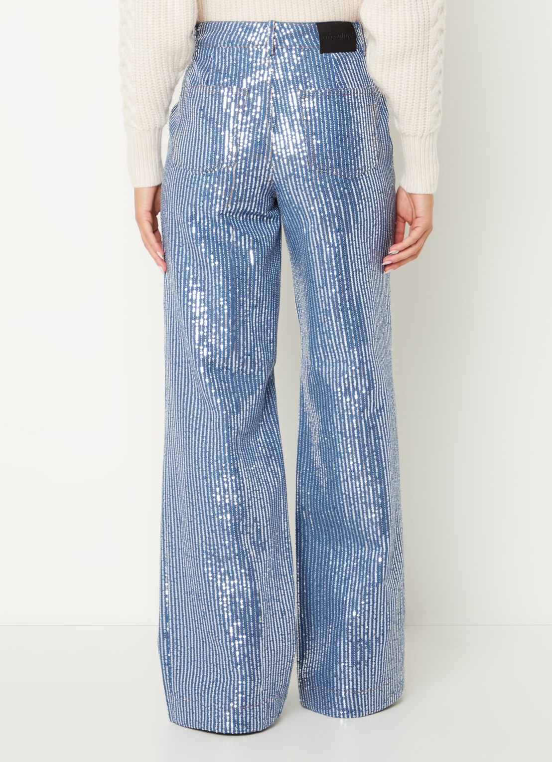 Co'Couture High waist straight leg jeans met medium wassing en pailletten - achterkant indigo