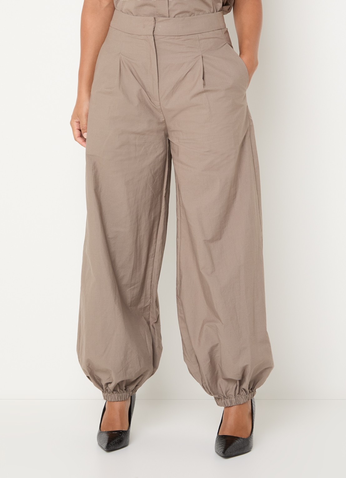 Co'Couture High waist tapered fit broek met steekzakken - detail 2 beige