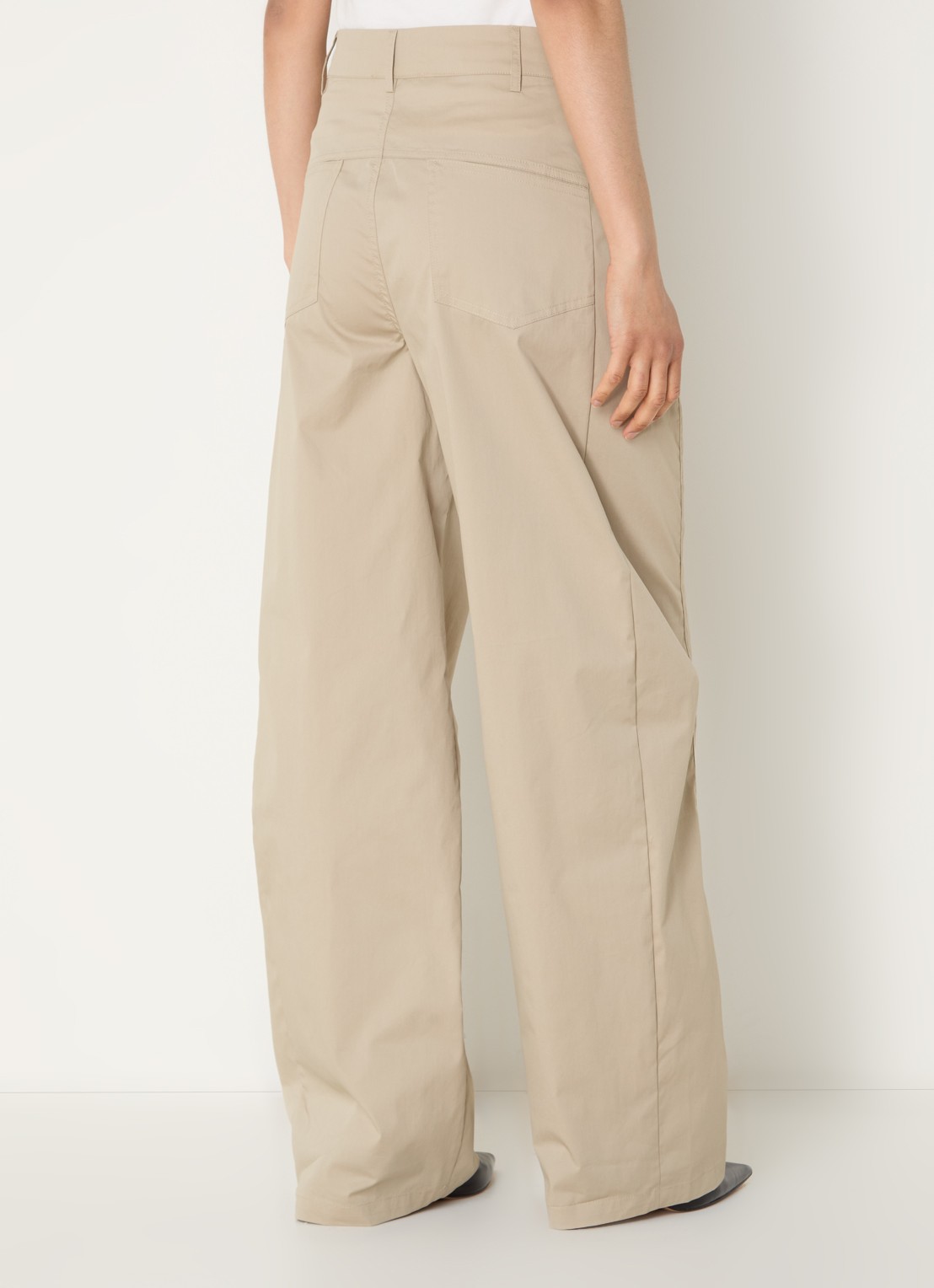 Co'Couture High waist wide fit chino met steekzakken - achterkant beige