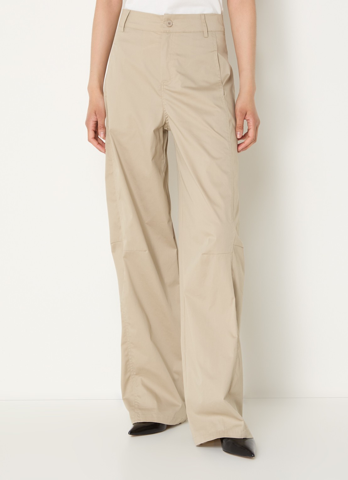 Co'Couture High waist wide fit chino met steekzakken - detail 2 beige