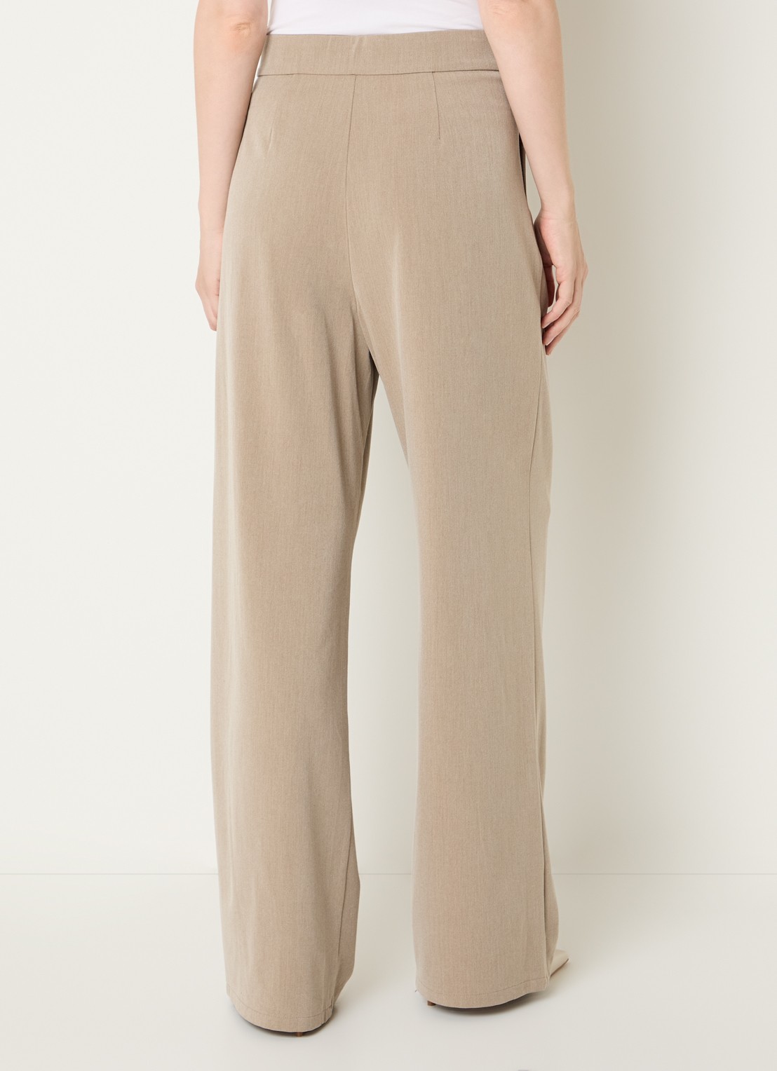 Co'Couture High waist wide fit pantalon met steekzakken - achterkant 4 donkerbeige