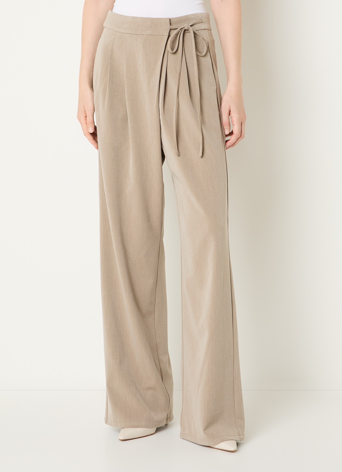 Co'Couture High waist wide fit pantalon met steekzakken - detail 3 donkerbeige