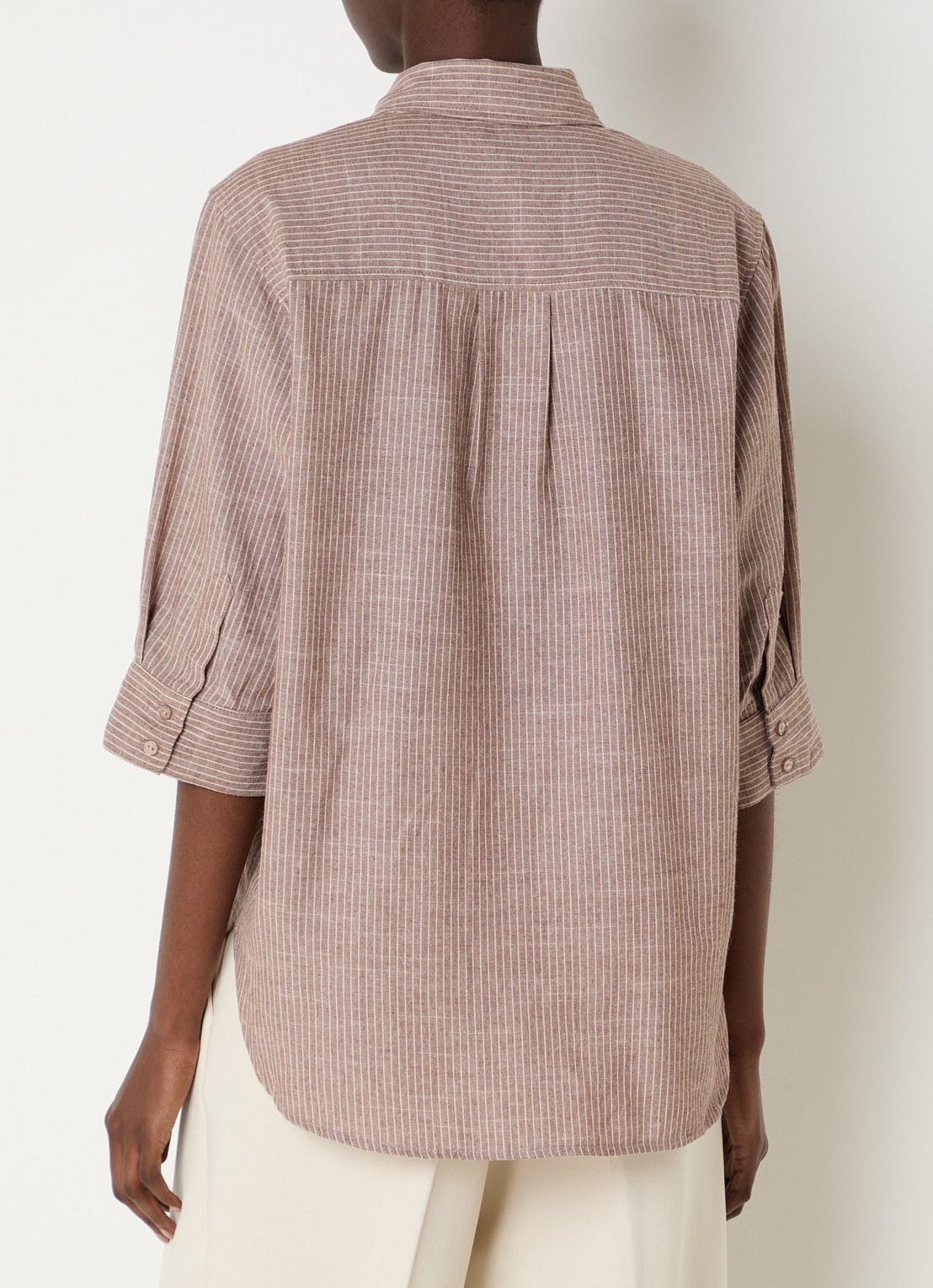 Co'Couture JihoCC blouse met streepprint - achterkant 3 lichtbruin