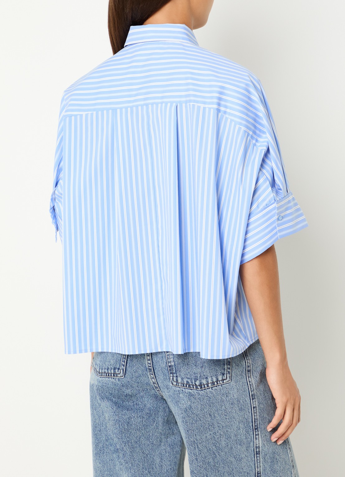 Co'Couture Kai oversized blouse met streepprint - achterkant 2 blauw