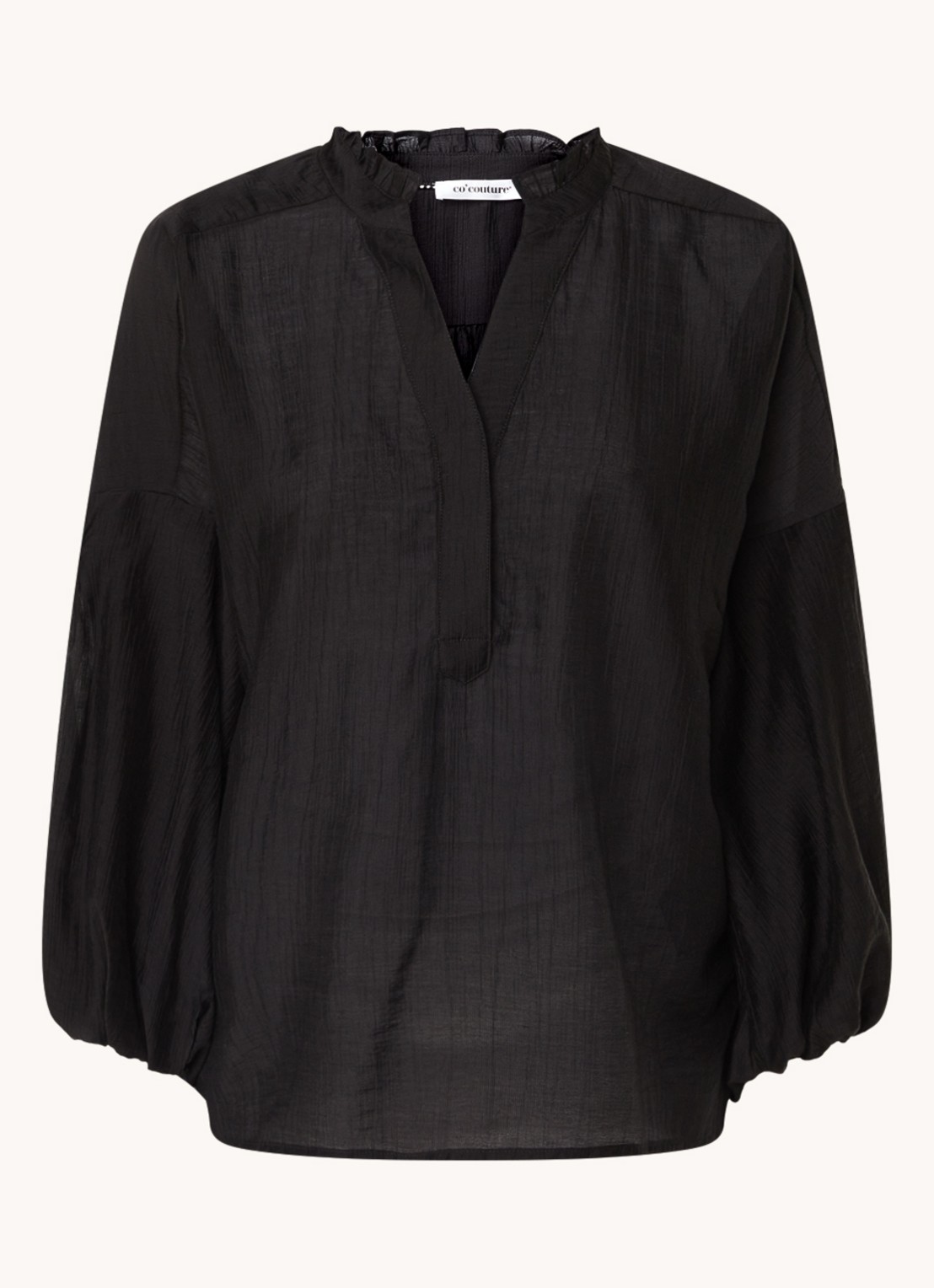 Co'Couture Kendra blouse met ballonmouw - voorkant 3 zwart