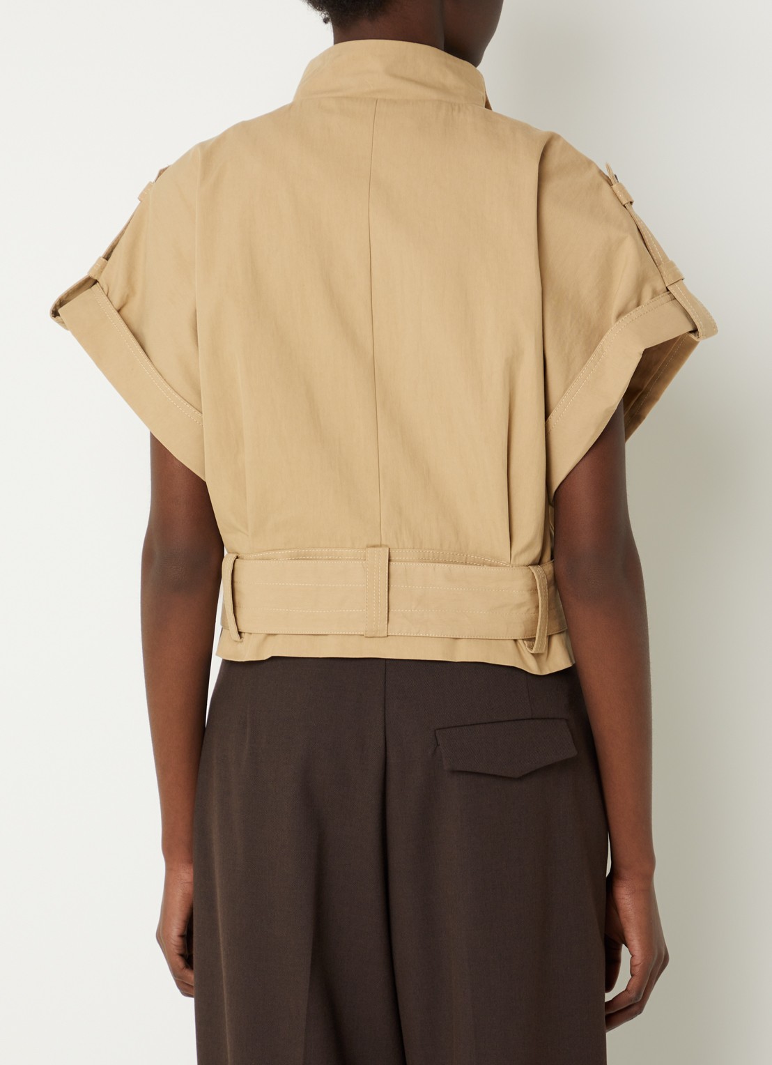 Co'Couture Kesha gilet met strikceintuur - achterkant 3 beige