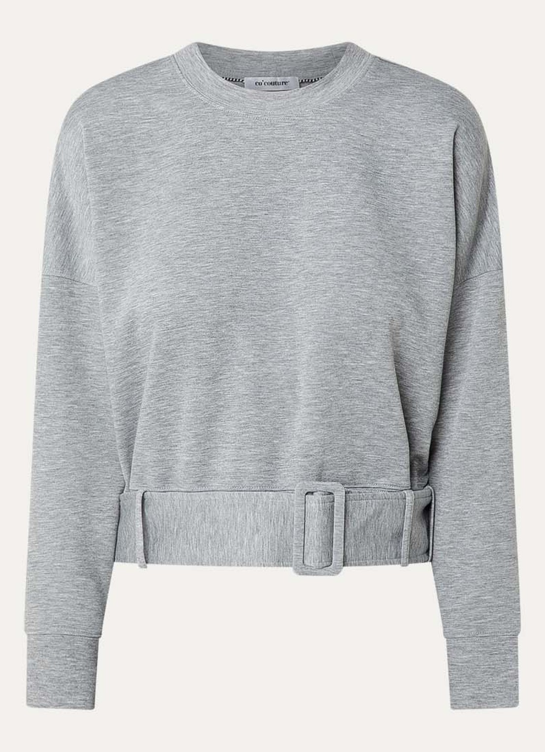 Co'Couture Lance sweater met ceintuur - voorkant 2 grijsmele