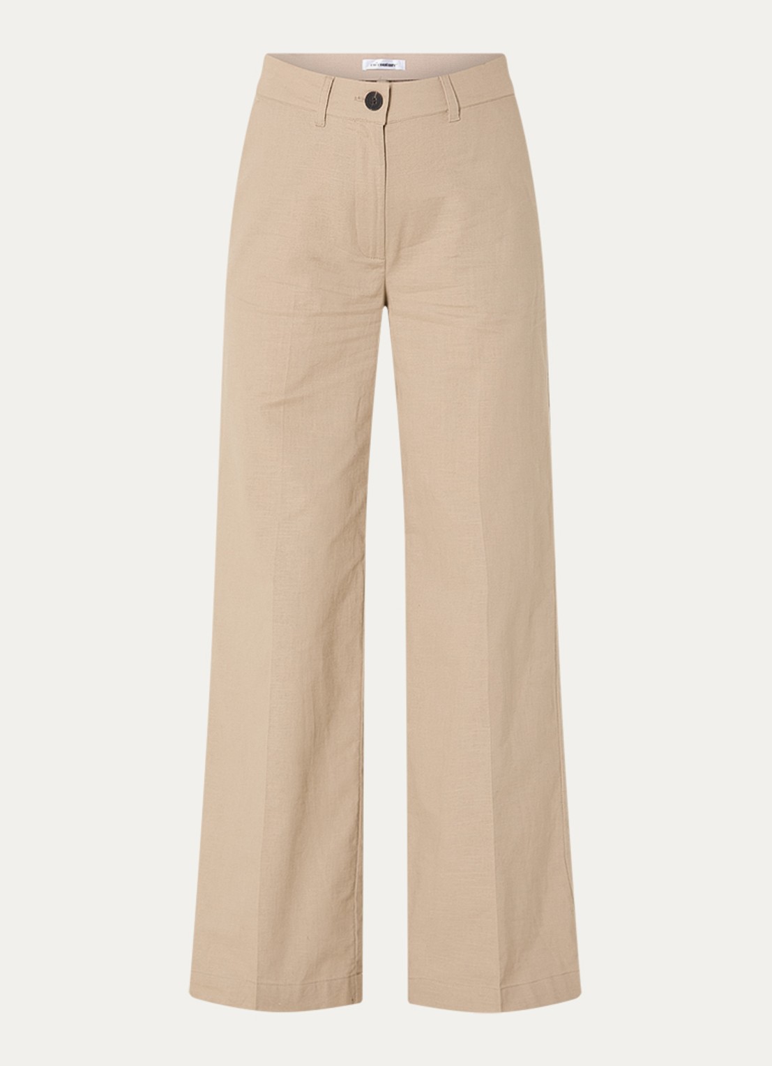 Co'Couture LeilaCC LL high waist wide fit pantalon in linnenblend - voorkant beige