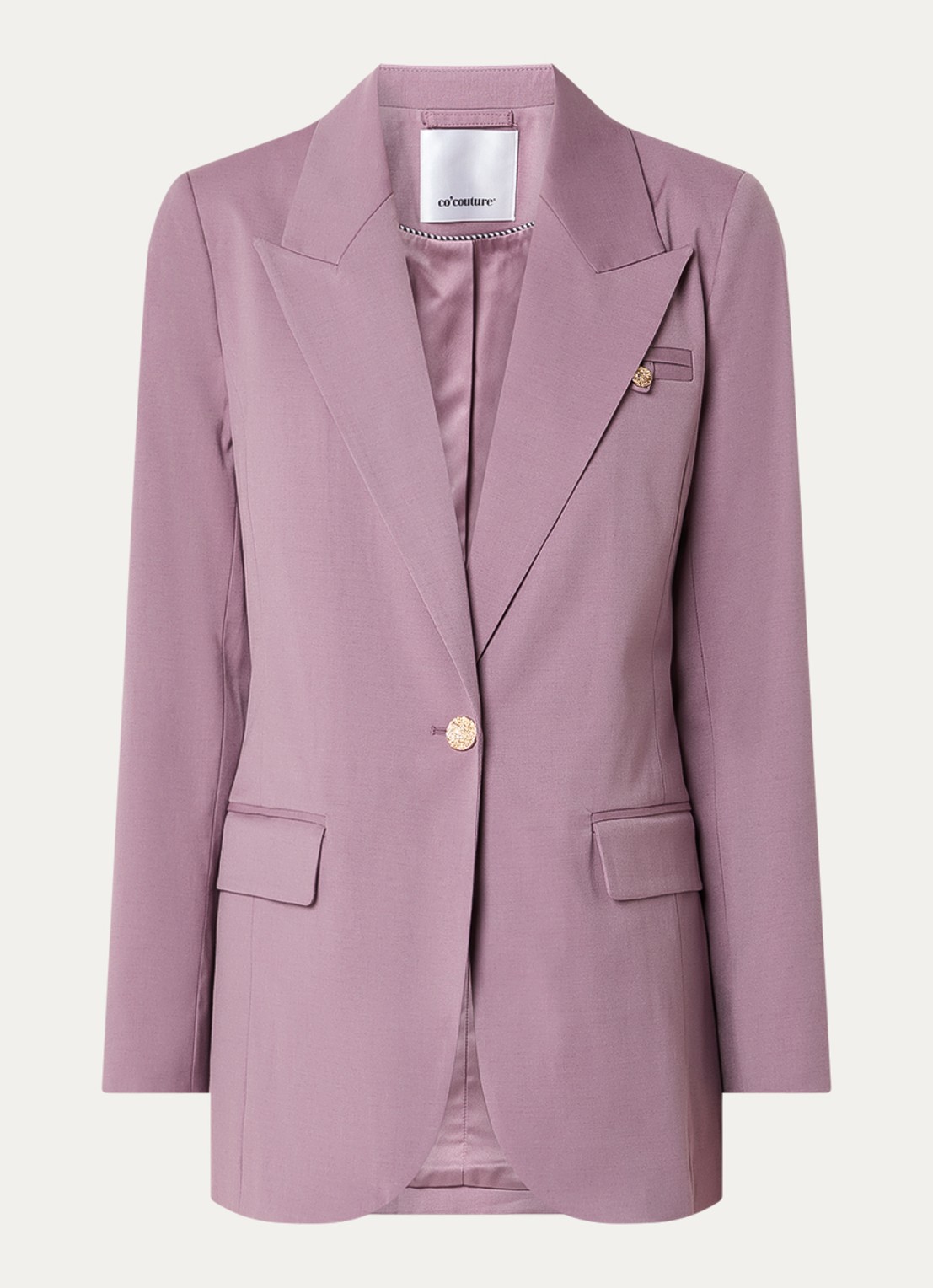 Co'Couture Liam blazer in wolblend met zijsplitten - voorkant oudroze
