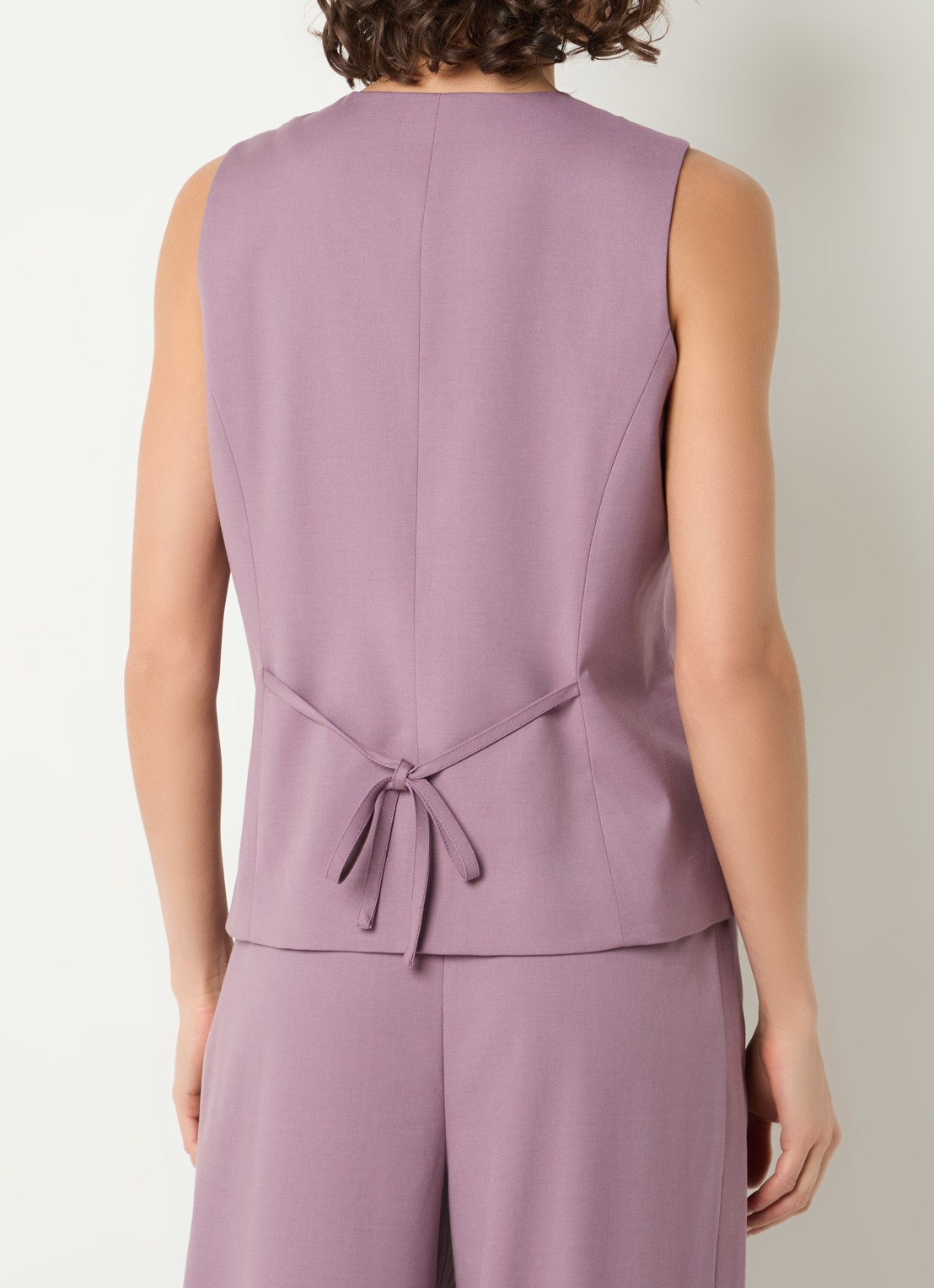 Co'Couture Liam gilet in wolblend met gestrikt detail - achterkant oudroze