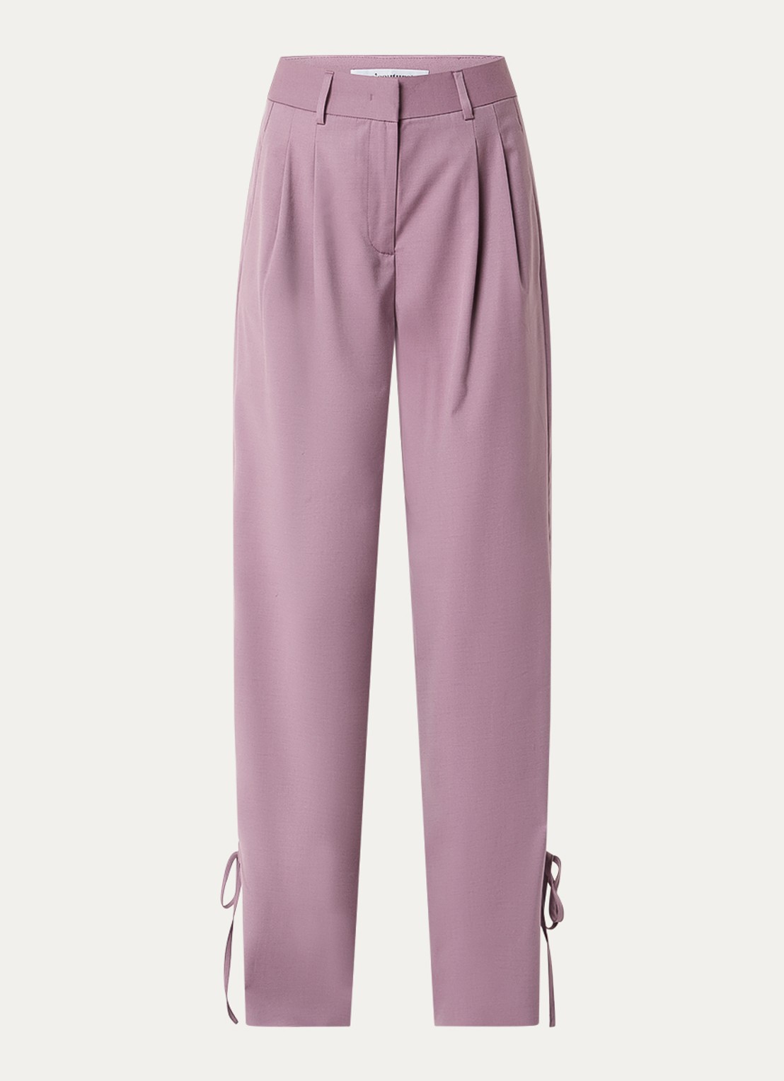 Co'Couture Liam high waist wide fit panatlon in wolblend met gestrikt detail - voorkant 2 oudroze