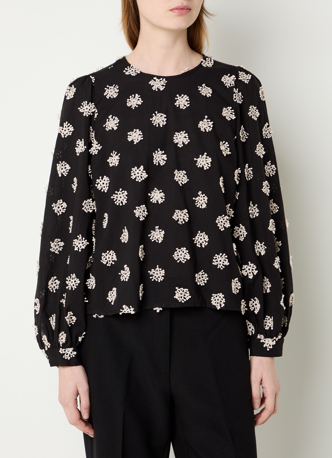 Co'Couture Mally tuniek met borduring - detail 2 zwart