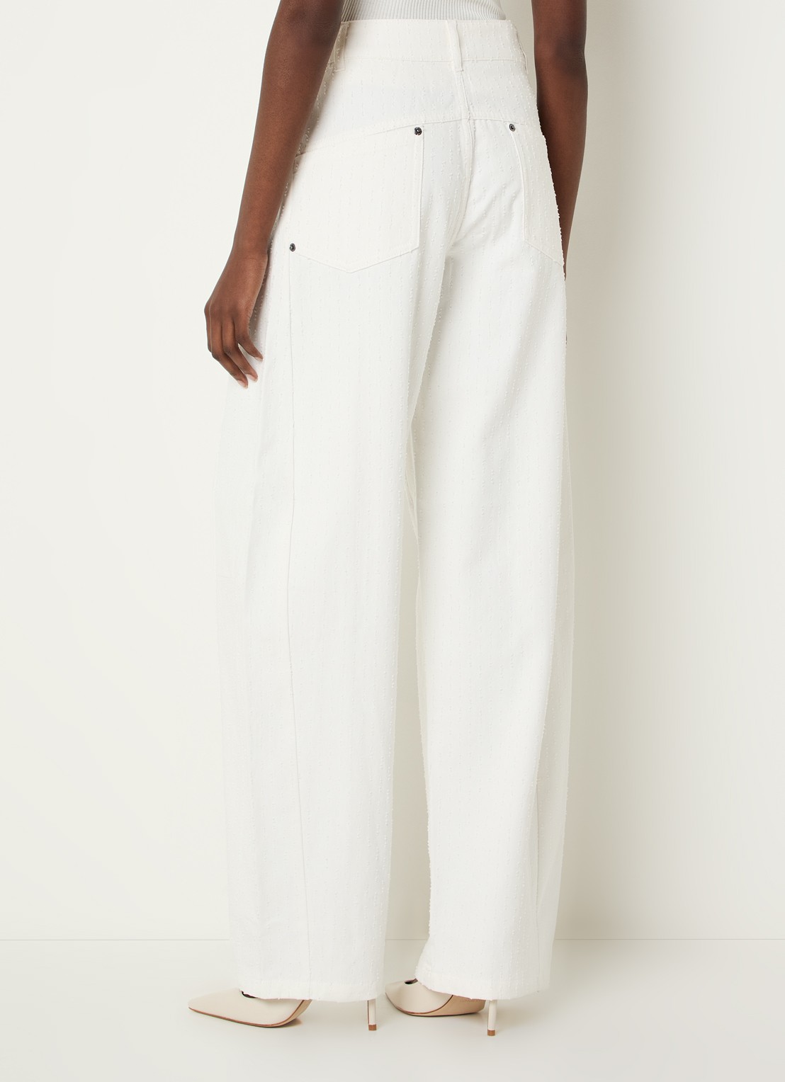 Co'Couture Marcicc high waist straight fit jeans met gekleurde wassing - achterkant gebroken wit